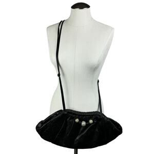 Studio 26 by‎ Martha NY Black Leather Clutch Crossbody Embellished Purse Bag OS